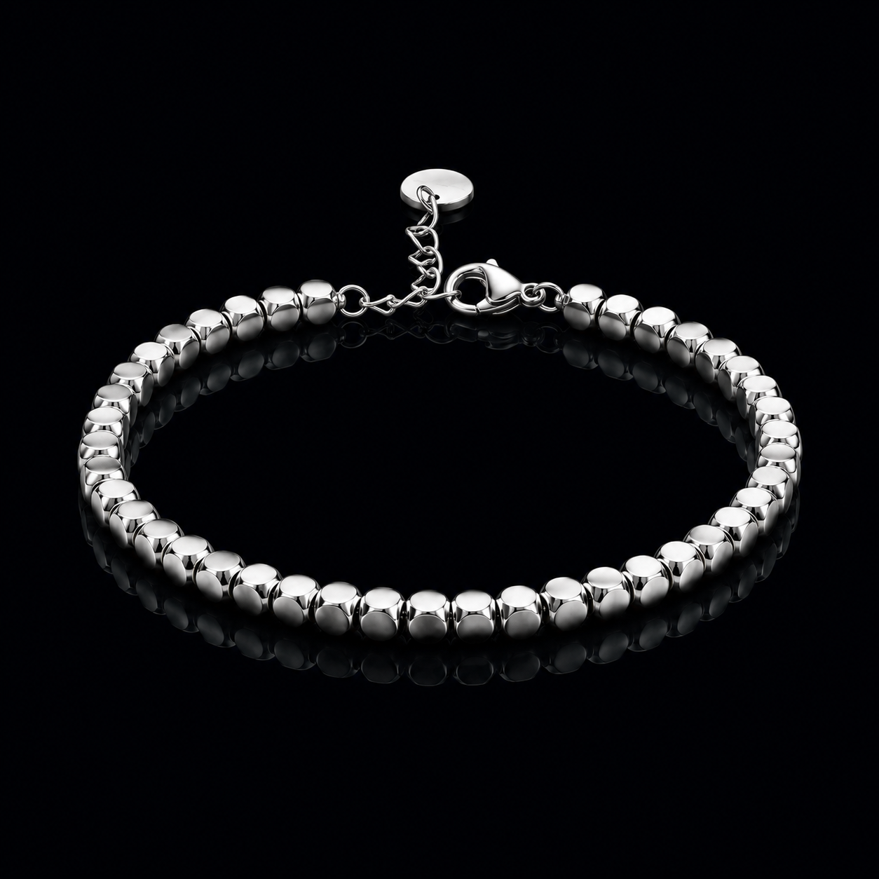 925 Sterling Silver 4mm Beaded Chain Bracelet