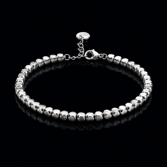 925 Sterling Silver 4mm Beaded Chain Bracelet
