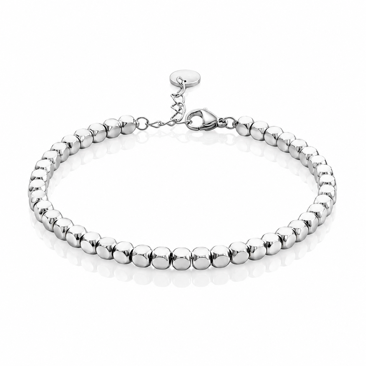 925 Sterling Silver 4mm Beaded Chain Bracelet