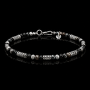 Natural Obsidian 6mm Beaded Bracelet with Sterling Silver Details