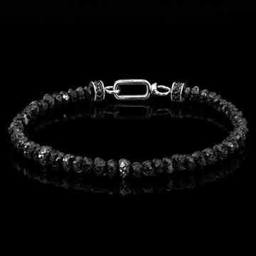 Natural Black Stone 6mm Raw Beaded Bracelet