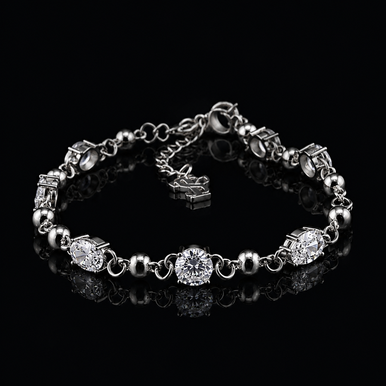 Crystal & Sterling Silver 3mm Gemstone Bracelet